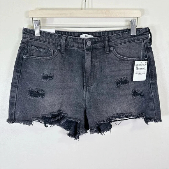 BP Nordstrom Black Destroy Ribbed Washed Short Jeans - Picture 3 of 14